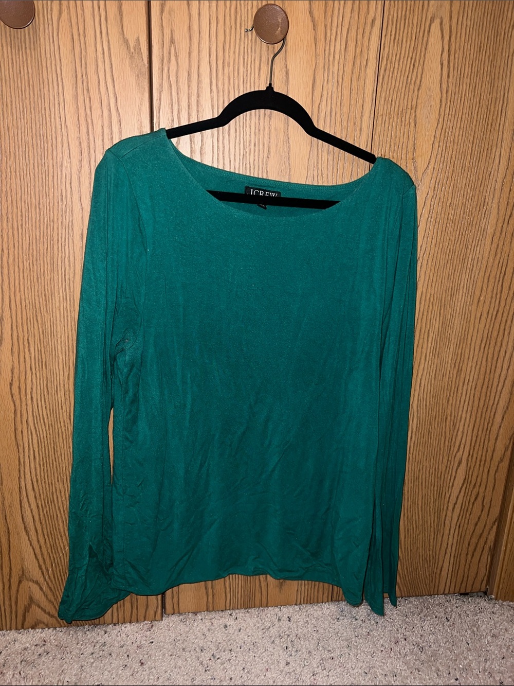 J. Crew Women's Emerald Green Long-Sleeve Scoop Neck Top Size XXL